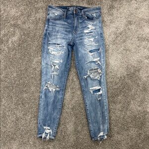 American Eagle Outfitters Ripped Blue Skinny Jeans